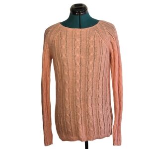 J. Crew Dolce Mohair Blend Cable Knit Sweater Pink Peach 20683 H09 Medium